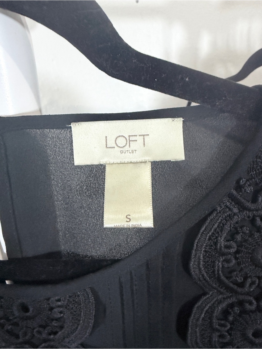 LOFT Black Lace-Trim Peasant Blouse Size Small - Picture 2 of 6